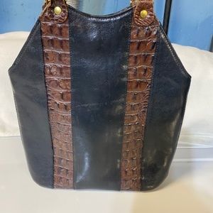 Brahmin black and tan vintage bag